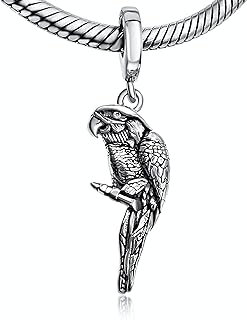 BOLENVI Parrot Bird Pet 925 Sterling Silver Pendant Charm Bead For Pandora & Similar Charm Bracelets or Necklaces