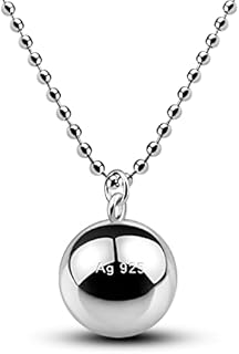 Delicate 925 Sterling Silver Harmony Ball Pendant Necklace with Choice of Clasp Type and Chain Length for Women, Teens, and Pets - Charming Bead or O-Chain Design