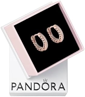 Pave Heart Hoop Earrings in 14K Rose Gold with Cubic Zirconia and Snap Back for Women, Elegant Design, Gift Ready