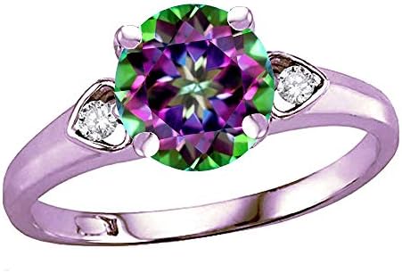 10k Rose Gold Round 7mm Three 3 Stone Heart Engagement Promise Wedding Ring