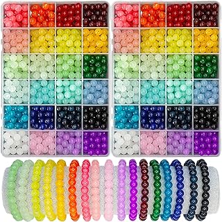1400PCS Round Glass Beads for Jewelry Making in 24 Unique Colors, Bracelet Design Kit for Beginners by Gaspletu