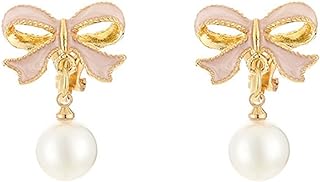 Numgug Gold Bow Earrings for Women Pearl Bow Dangle Earrings Silver Bow Stud Earrings Ribbon Earrings Gold Silver Bow Jewelry Earrings Bow Earring Studs