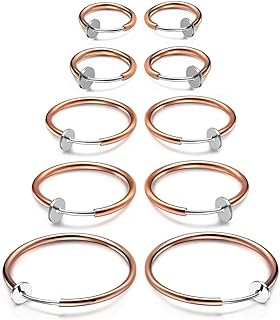 JewelrieShop Clip on Hoop Earrings for Women Fake Nose Ring Faux Lip Septum Ring Fake Cartilage Earrings Spring Endless Hoop Earrings Non Piercing Lobes Men Girl (5 Pairs,13mm-25mm,Mixed Colors/Sized)