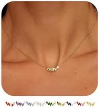 Gold Birthstone Necklace for Women Dainty Diamond Charm Choker Necklaces Crystal Pendant Necklace Cubic Zirconia 14K Gold Plated Necklace Birthday Gifts for Wife Mom Girlfriend Daughter