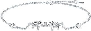 Spring Ring Clasp Sterling Silver Elephant Anklet by POPKIMI - Stylish and Minimalist Jewelry Gift for Women and Girls - Adorned with Charm