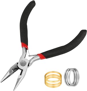 Abeillo Needle Nose Ring Making Set in Stainless Steel for Amateurs with Jump Ring Opener - Silver, Black, Gold