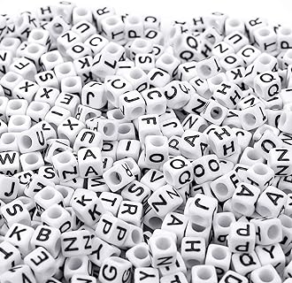 500PCS White Letter Beads for Bracelets Making, Augshy Alphabet Beads for Bracelets Making (6mm)