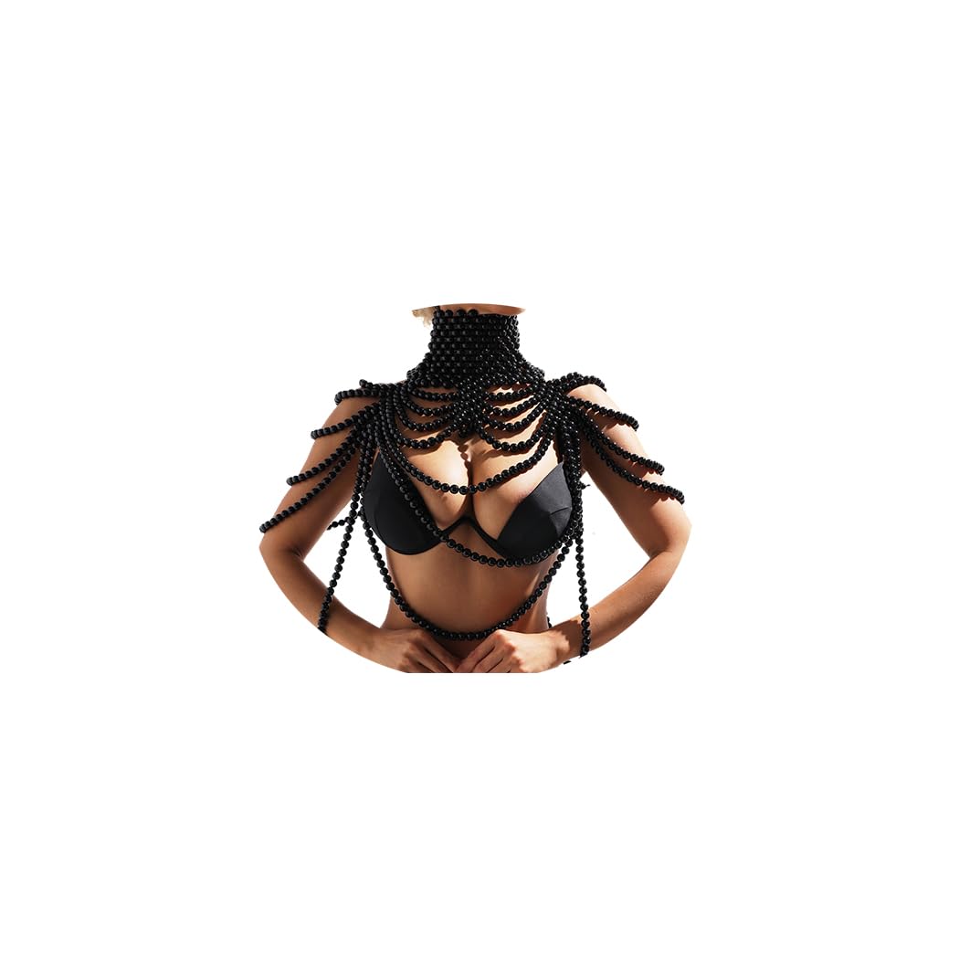 Chic Pearl Body Chain Shawl Necklace with Adjustable Durability, Perfect for Dance Parties, Anniversaries, and Special Occasions