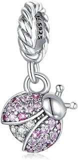 Charming Ladybug Bracelet with Cubic Zirconia Gems on Silver Plated Chain for Women - Cute Design, Perfect Christmas Gift