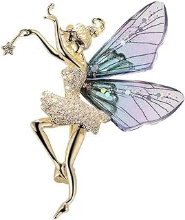 Flying Angel Wings Rhinestone Brooch Pins for Women Girls Ballet girls Fairy sticks Angel wings Zirconia Brooch Elegant Wedding Bouquet Prom Jewelry Gift