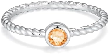 925 Sterling Silver Stackable Birthstone Rings for Women Teen Girls Colorful Cubic Zirconia Mothers Daughter Jewelry Gift Simple Promise Ring for Her