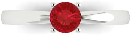 Clara Pucci 0.5Ct Round Cut Ruby Solitaire Engagement Ring in 14K Rose Gold for Women - Classic Design