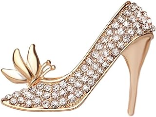 Dainty High Heeled Shoes Brooch Sparkling Cubic Zirconia Crystal Brooches Pins Fashion Jewelry Gifts for Women Girls