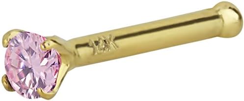 Forbidden Body Jewelry 20g Solid 14Kt Gold Simulated Diamond CZ Crystal Nose Ring Stud