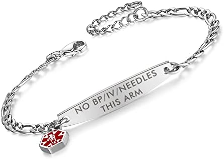 medical alert bracelets for women 6.5-8 inch adjustable Fashion small Figaro medical id bracelets with engraved