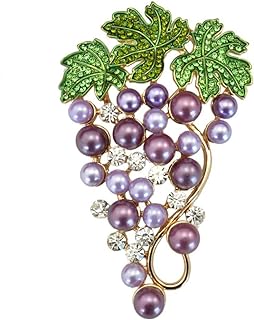 Elegant Grape-Design Purple Austria Crystal Brooch Pin, Gold Tone, Artistic Luxury Style by TTjewelry