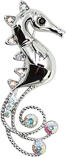 Exquisite Crystal Seahorse Pin Brooch with Durable Copper Alloy Material for Jewelry Lovers - Unique Seahorse Design