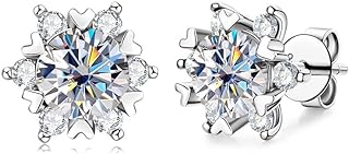 14K Gold over S925 Silver 0.8 Carat Ideal Cut Natural Diamond 'Snowflake' Stud Earrings, Internally Flawless D-color - A Touch of Winter Elegance in Luxury Earrings