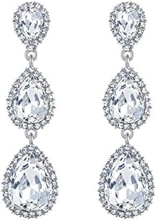 EleQueen Women's Gold-tone Alloy Teardrop Earrings with Emerald Austrian Crystals, French Wire Back, Elegant Drop Design - Ideal for Special Occasions and Gifting