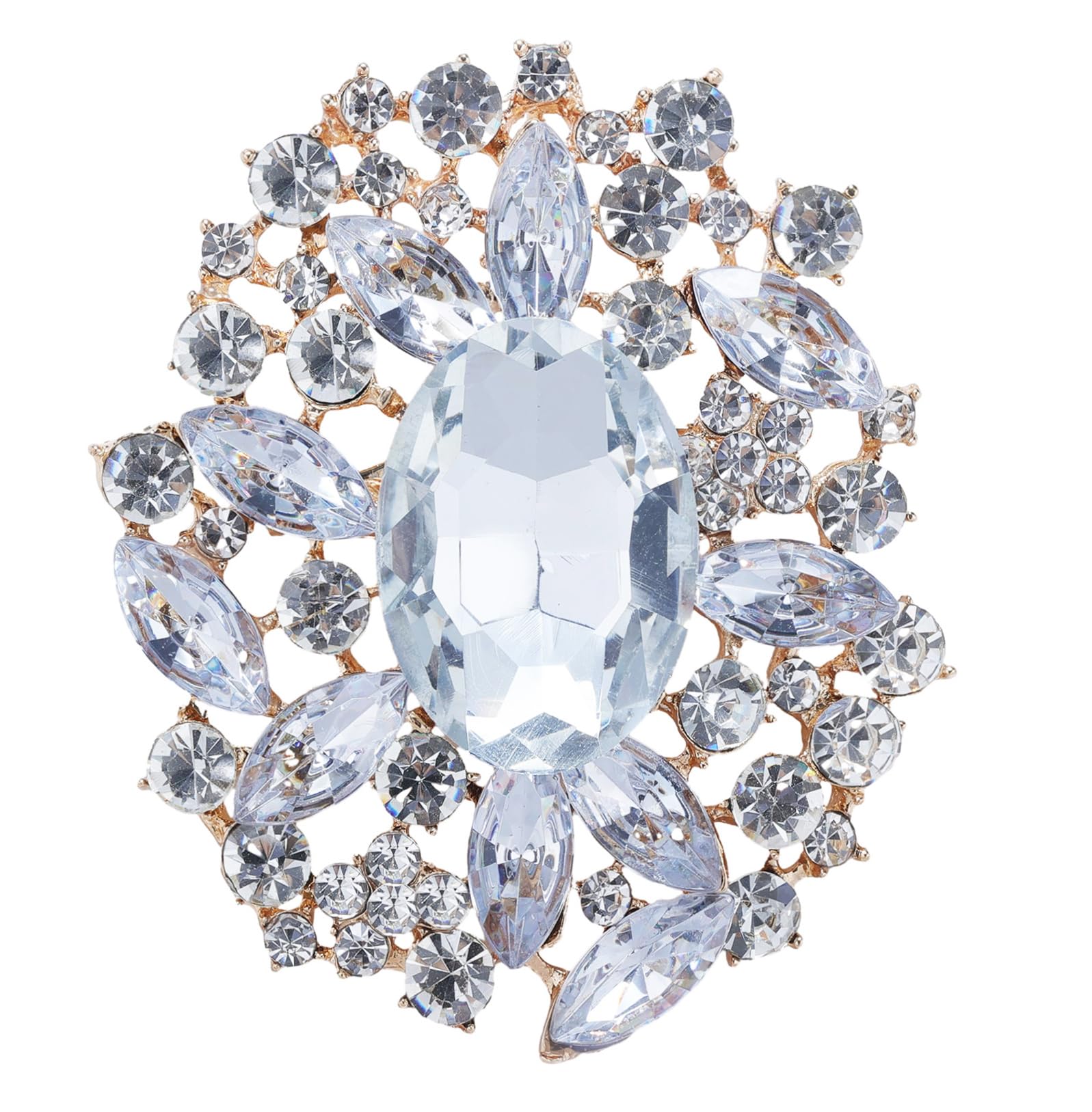 LAXPICOL Vintage Austrian Crystal Elegant Flower Brooch For Women Broach Pin Wedding Jewelry Antique-gold Tone