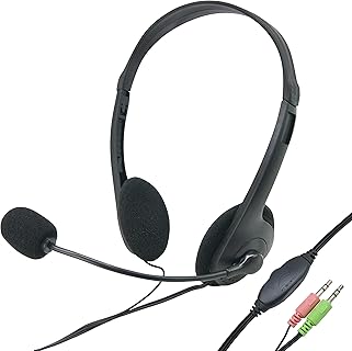 Waytex 69114 Casque Audio Noire avec Micro Orientable, Tour de Tête Réglable et Volume Ajustable, Connexion Jack 3,5 mm. Idéal pour le Chanteur