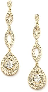 Mariell Gold Wedding Earrings, Cubic Zirconia Dangle Earrings for Bride, Bridesmaids, Gold Bridal Earring