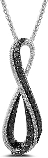 Amazon Essentials Sterling Silver Black and White Diamond Infinity Pendant Necklace (1/3 cttw), 18" (previously Amazon Collection)