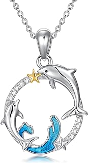 925 Sterling Silver Sea Turtle/Dolphin/Mermaid Necklace Ocean Animal Pendant Jewelry Gifts for Women