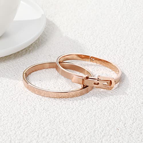 Women Bangle Bracelets Gold Plated Friendship Bracelet Stainless Steel Cuff Bangle Luxury Jewelry Present Gift for Women Teen Girls