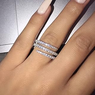 S925 Silver Triple Band Cubic Zirconia Eternity Twist Engagement Ring for Women, Round Design, Size 6