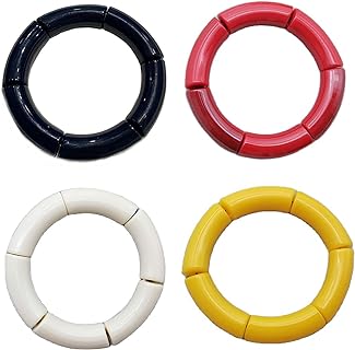 No-Clasp Colorful Bling Set Tube Bead Bracelets with Acrylic Gems for Women - Bohemian Elegant Semicircle Design