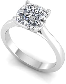 2 Carat Lab Grown Cushion Cut Diamond Solitaire Engagement Ring in 14K Rose Gold For Women