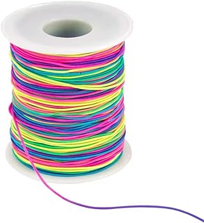 Phinicco Rainbow Elastic Beading Cord for Artistic Jewelry & Crafts - Durable 1mm Rubber Material for DIY Designs