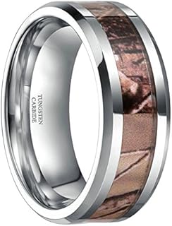 6mm 8mm Camo Tungsten Rings Deer Antlers Hunting Camouflage Engagement Wedding Band Size 4-14