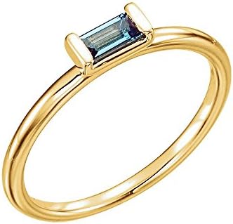 14K Yellow Gold London Blue Topaz Stackable Ring, Ring Size 6.5, 3.35mm Width for Women - Hypoallergenic, Sleek & Polished Design