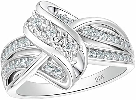 SHELOVES 925 Sterling Silver Wedding Band for Women Twisting Swirl Engagement Wedding Rings Round CZ Sz 5-10