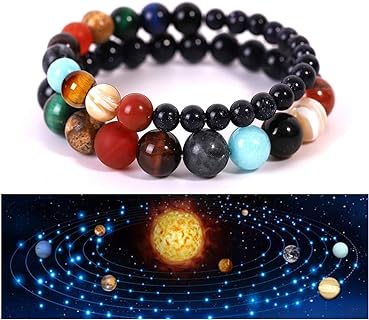 Choice of All Chakra Beaded Healing Bracelets with Adjustable Rope Chain in Alloy Metal, Energy Jewelry Gift for Teens and Adults in Spiritual Galaxy Design