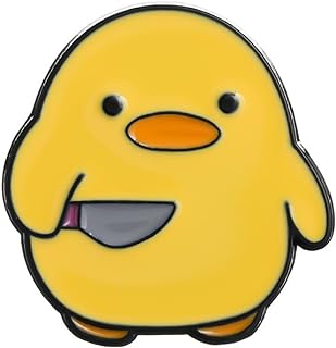 Yellow Duck Holding a Banana Knife penguin Holding a Knife Cute Duckling Enamel Pin Brooch Alloy Badge Schoolbag decoration for Backpacks
