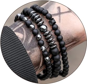 Handmade Wakanda Beads Bracelet with Bead Chain for Men featuring Tiger Eye & Lava Rock Stones, No Gem or Clasp, Ideal for Yoga & Stress Relief