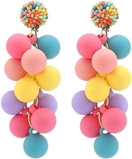 Vibrant Acrylic Candy Ball Drop Earrings for Women- Hypoallergenic Dangle Design in Colorful Geometric Shapes