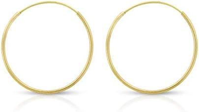 14k Solid Gold Endless Hoop Earrings, 14k Gold Thin Hoop Earrings, Cartilage Earrings, Helix Earring, Nose Hoop, Tragus Earring, 100% Real 14k Gold