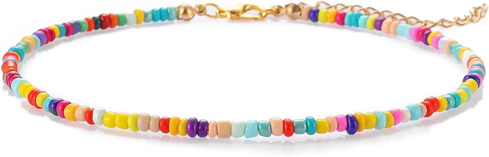 Starain Small Bead Anklets for Women Girls Beach Foot Ankle Bracelet Cute Colorful VSCO Friendship Beaded Anklets 8 inches