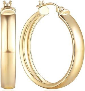Large 14K Yellow Gold Hoop Earrings with French Wire Back Finding for Women - Chic Minimalist Design