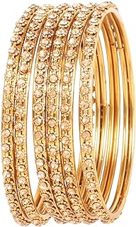 Touchstone Indian Bollywood Traditional Handcrafted Faux Pearls Designer Jewelry Bangle Bracelets in Gold Tone for Women.