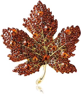 Womens Color Diamond Rhinestone Maple Leaf Brooch Pin Crystal Maple Leaf Brooch Shiny Decor Brooch Alloy Collar Chest Pockets Cuffs Leaf Brooch for Daily Costume Matching Gift