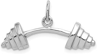 27mm 10k White Gold Barbell Charm Pendant Necklace Jewelry for Women