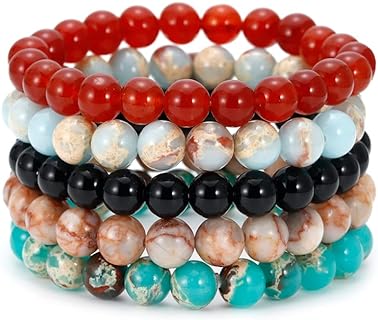 Thomas Sabo Karma Beads Bracelet with Bead Chain, Agate Gemstone, Unisex Stretch Design for Women and Men, Stylish Gift