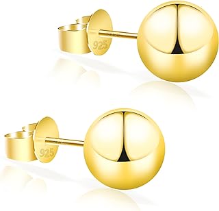 Ayione Sterling Silver Ball Earrings for Women, Classic Hypoallergenic Silver Stud Earrings, 5mm-10mm Silver Ball Ear Studs – Ideal for Everyday Wear at Any Occasions