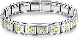 LIANXUE 9mm Italian Starter Charm Bracelet Starting at 18 Links for Women Wrist Punk Style Stainless Steel Modular Links