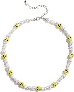 Pear Necklace Smile Face Necklace for Women Girls Men,Soft Ceramic Cute Smile Necklace Chain Choker for Jewelry Gifts
